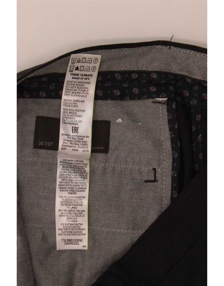 Marks & Spencer Herren-Anzughose, gerade, normal, W36, L31, grau, Polyester
