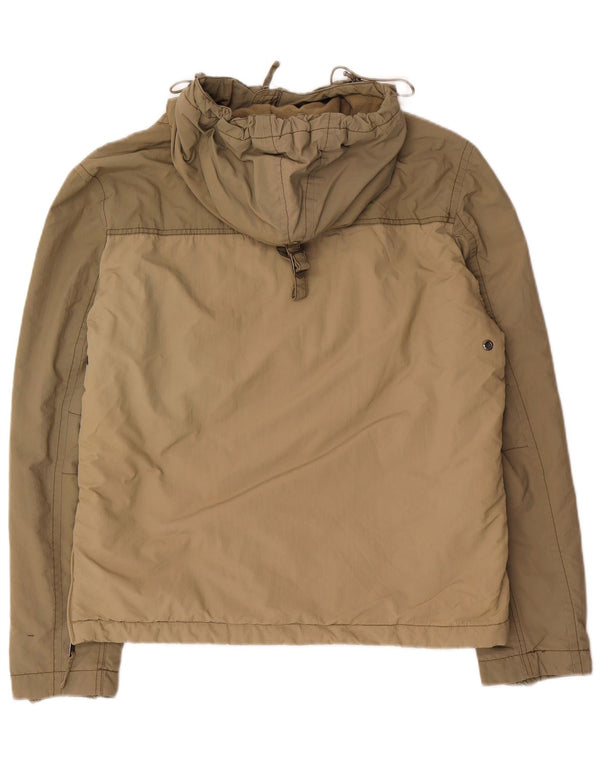 Napapijri Womens Graphic Hooded Anorak Jacket UK 16 Large Khaki Polyamid