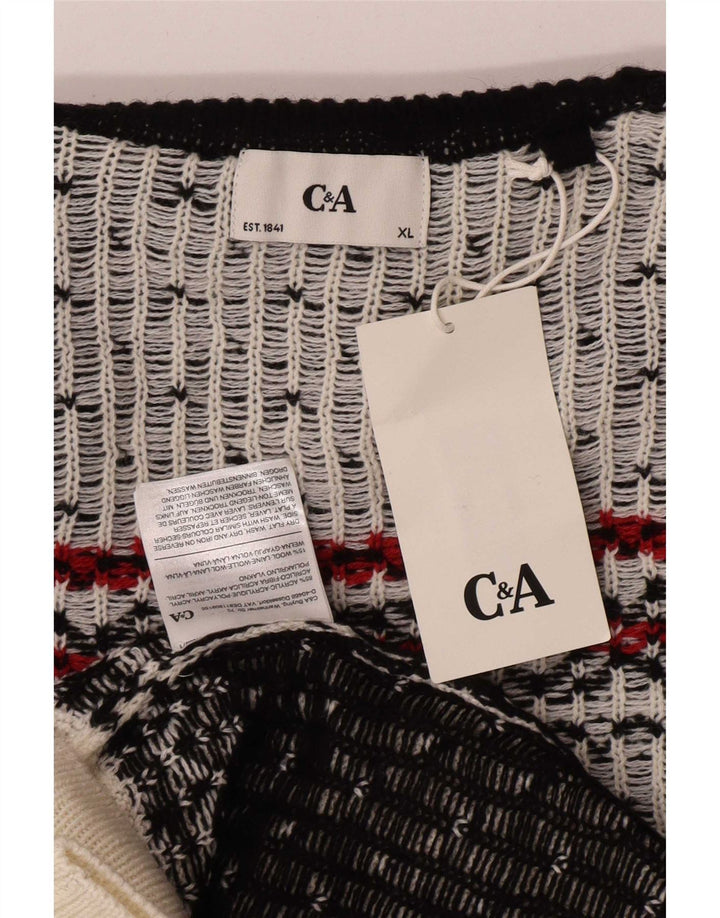 C&A Herren-Pullover mit Rollkragen, XL, Weiß, Fair-Isle-Acryl