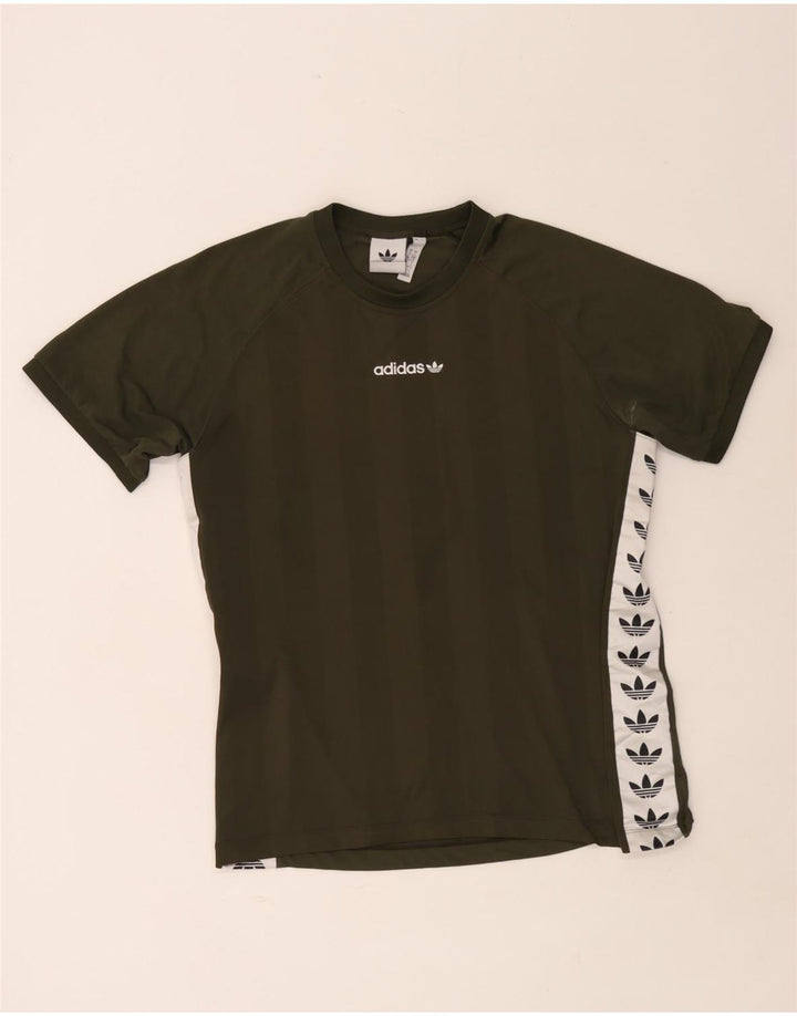 Adidas Herren Grafik-T-Shirt-Oberteil, großes Khaki-Farbblock-Polyester