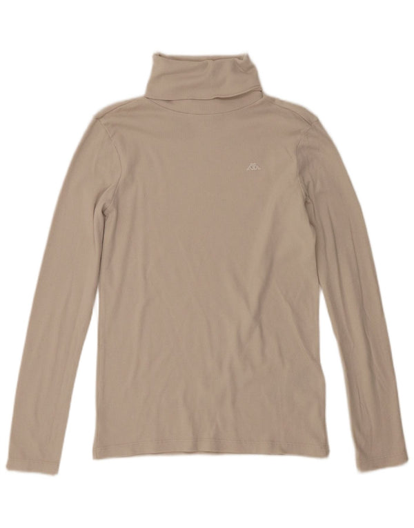 Kappa Damen Top Langarm UK 10 Small Beige Baumwolle