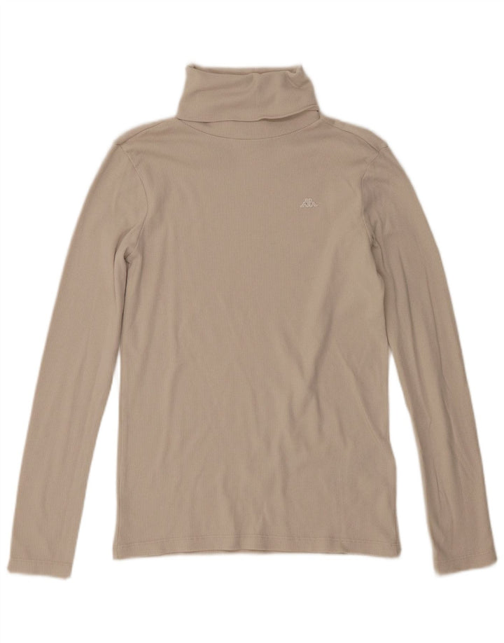 Kappa Damen Top Langarm UK 10 Small Beige Baumwolle