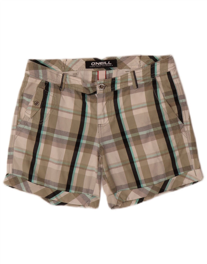 O'NEILL Damen Chino-Shorts W26 Small Grau karierte Baumwolle