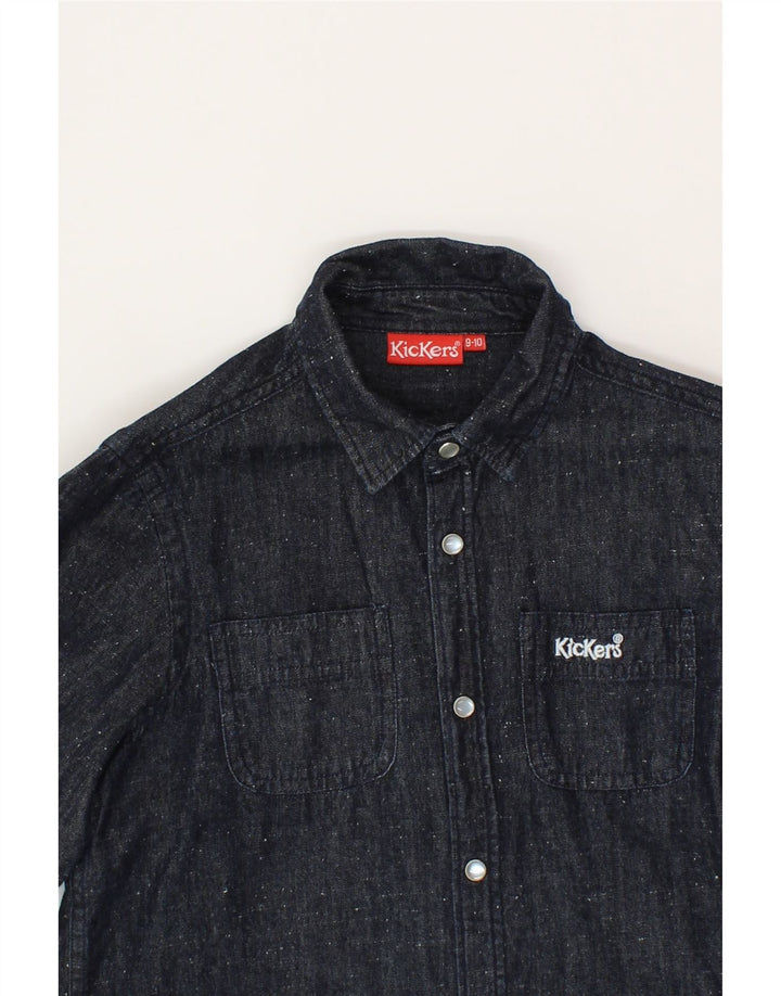 KICKERS Boys Denim Shirt 9-10 Years Navy Blue Cotton Vintage Kickers and Second-Hand Kickers from Messina Hembry 
