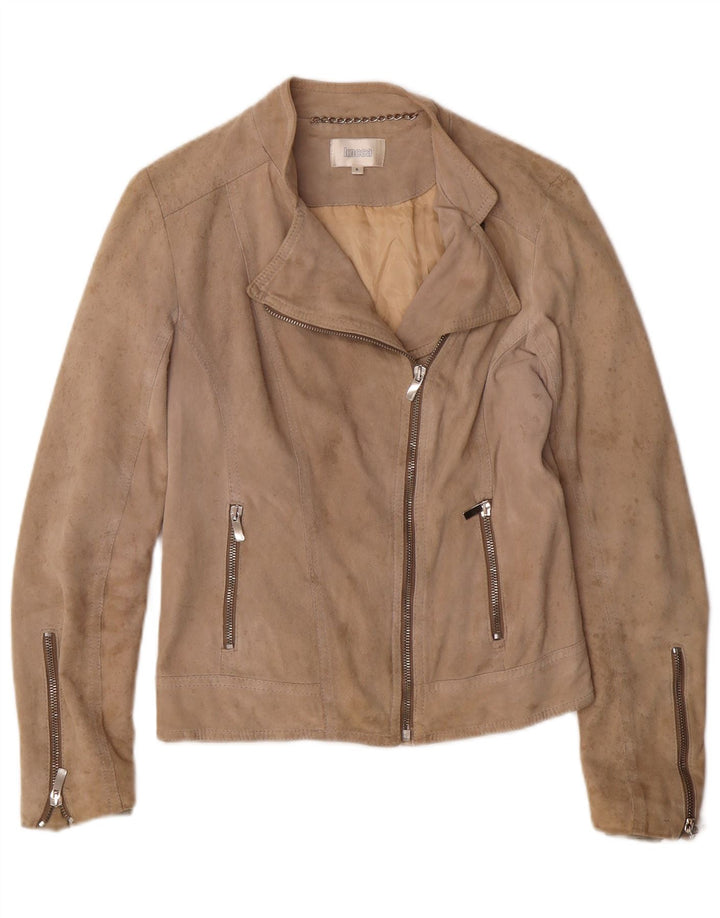 KOCCA Damen Crop Wildlederjacke UK 10 Small Beige Leder