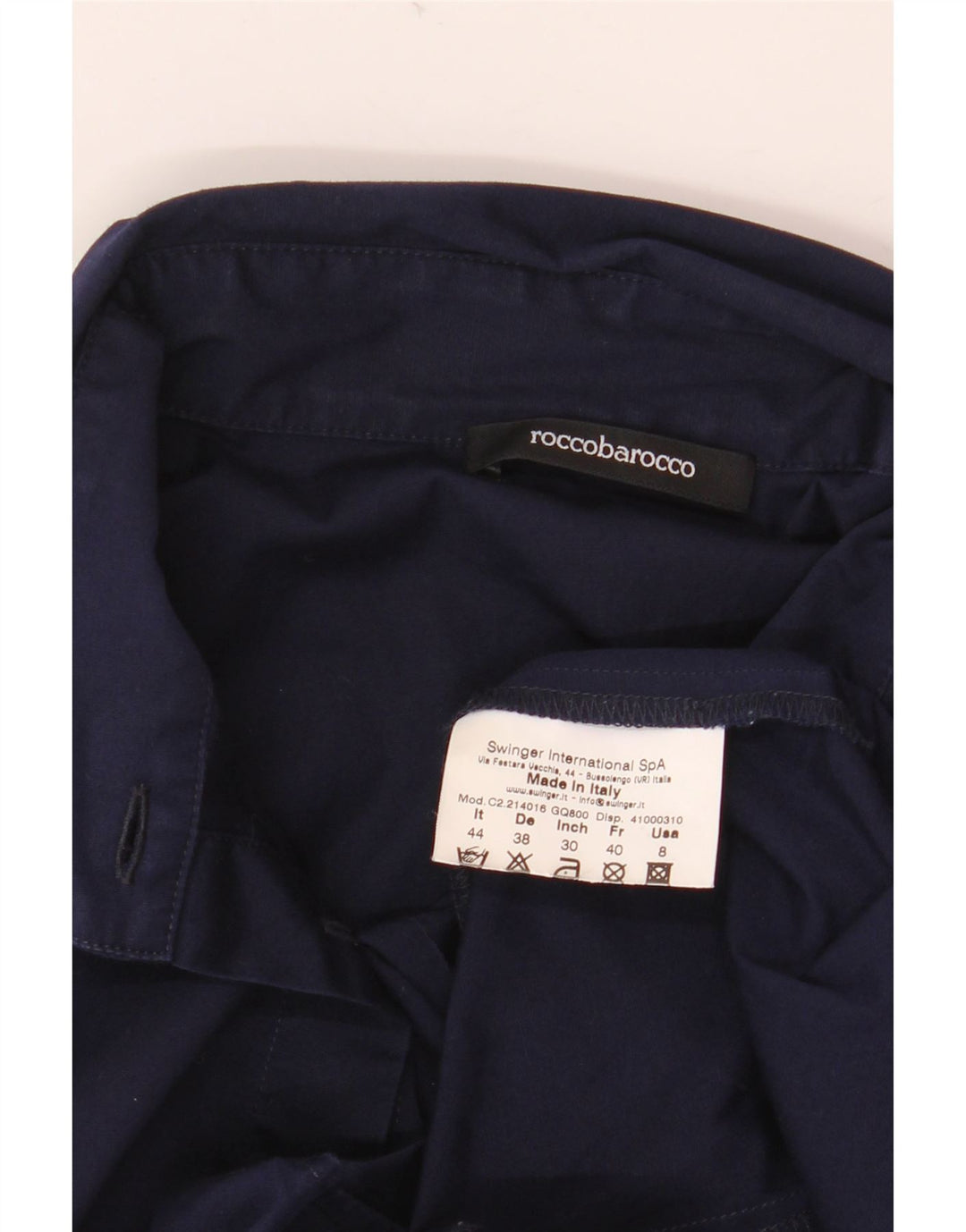 Roccobarocco Damen Grafik-Hemdbluse IT 44 Mittelmarineblaue Baumwolle