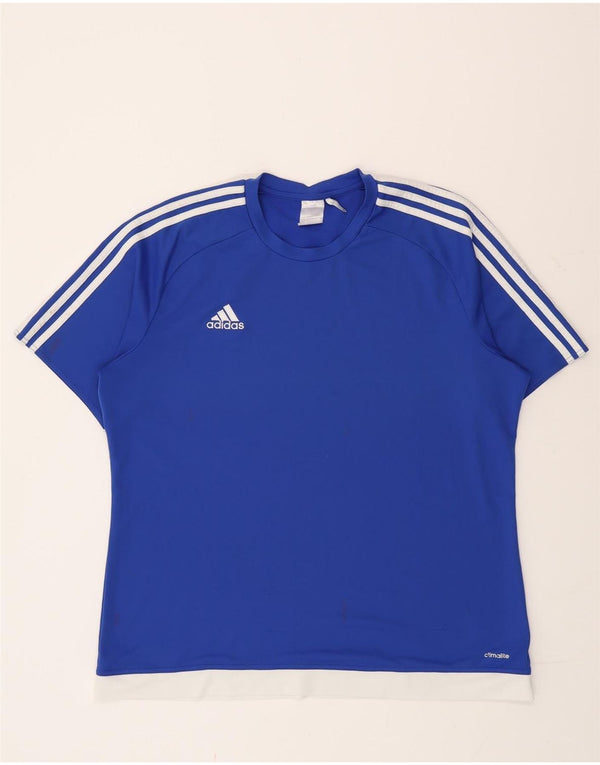 Adidas Herren Climalite T-Shirt Top XL Blau Colourblock Polyester