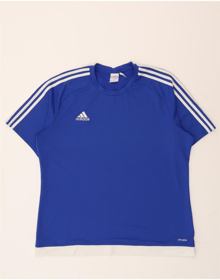 Adidas Herren Climalite T-Shirt Top XL Blau Colourblock Polyester