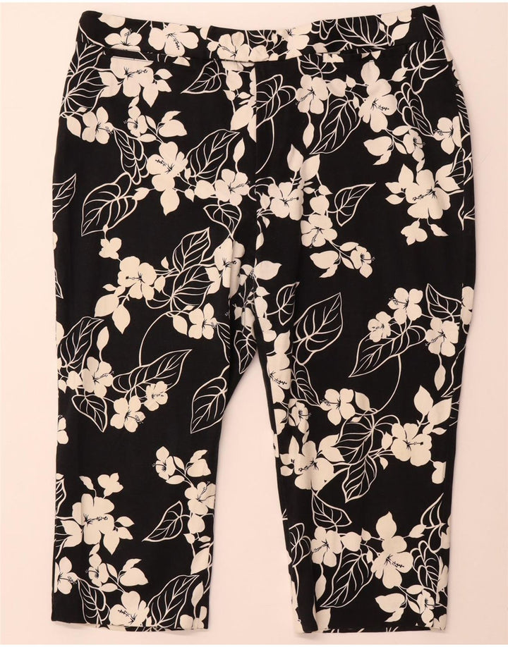 CHAPS Gerade Capri-Hose für Damen, US 16, 2XL, W38, L20, schwarze Baumwolle mit Blumenmuster