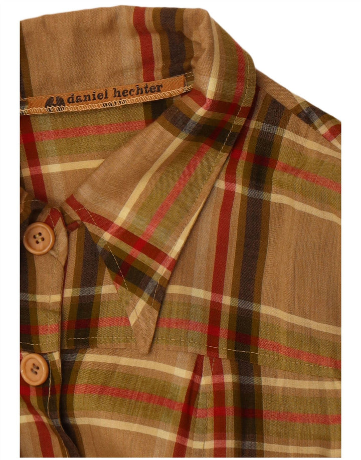 Daniel Hechter Damen Longline-Hemdbluse UK 10 Small Brown Check