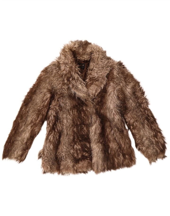 OASIS Kunstpelzjacke für Damen, UK 10, klein, braun, gestreift, Acryl