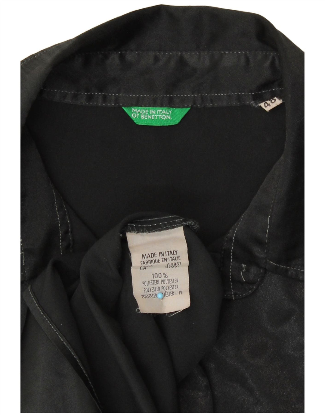 Benetton Damen-Hemd IT 48 XL, schwarzes Polyester mit Animal-Print