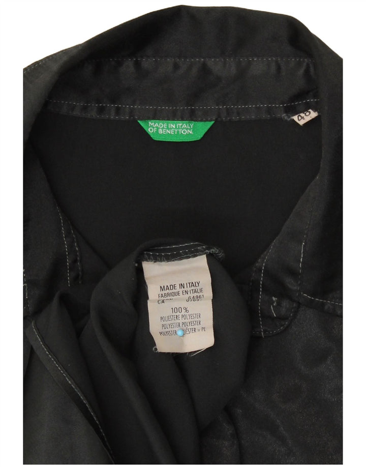 Benetton Damen-Hemd IT 48 XL, schwarzes Polyester mit Animal-Print