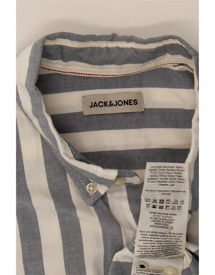 Jack & Jones Herren-Kurzarmhemd aus mittelblauer, gestreifter Baumwolle