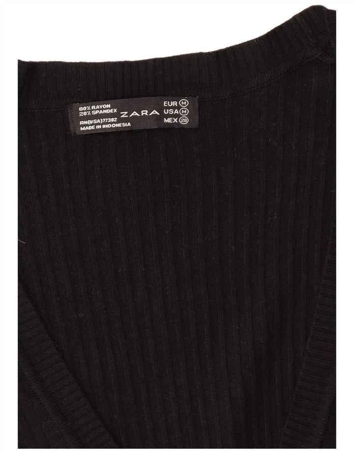 Zara Damen-Cardigan-Pullover UK 12 Medium Black Rayon