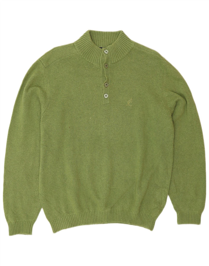 AUSTRALIAN L'ALPINA Herren-Pullover mit Knopfkragen, Größe 48, Mittelgrün