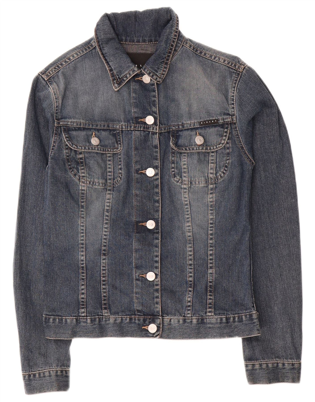 Sisley Damen Jeansjacke UK 6 XS Blaue Baumwolle