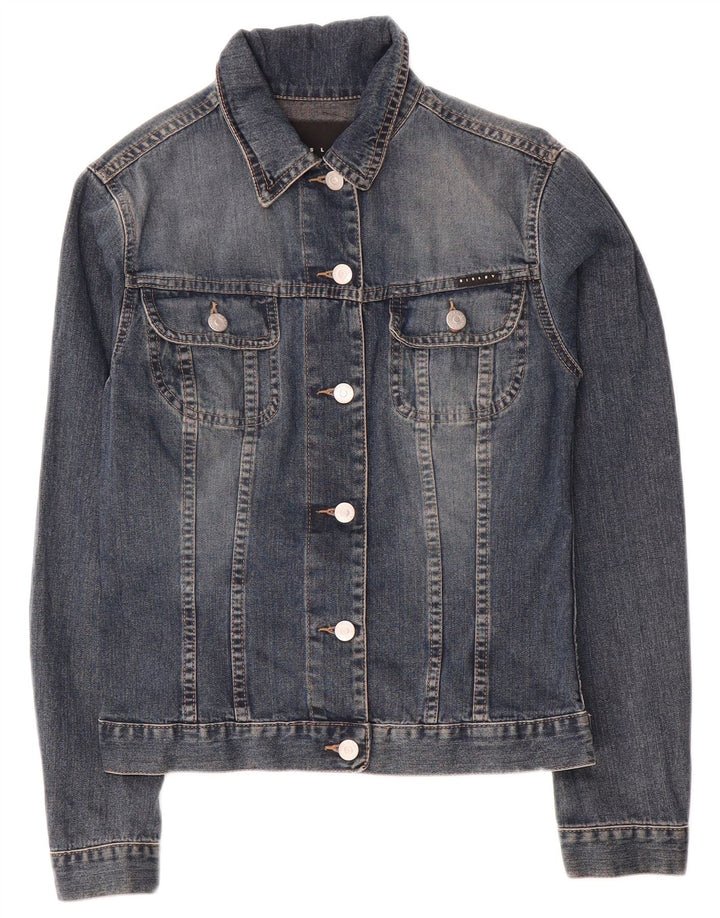 Sisley Damen Jeansjacke UK 6 XS Blaue Baumwolle