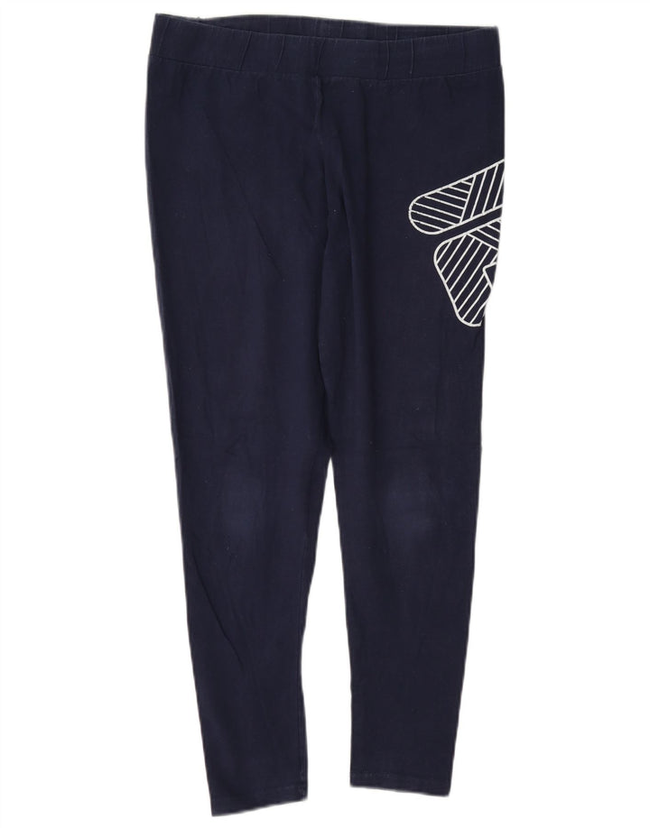 Fila Womens Graphic Leggings UK 12 Medium Marineblau Baumwolle