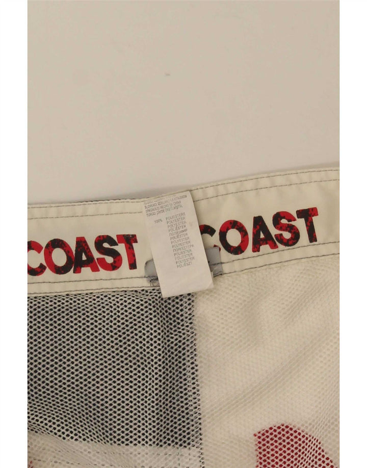 Vintage Herren-Badeshorts mit Grafik, mittelweiß, Farbblock-Polyester