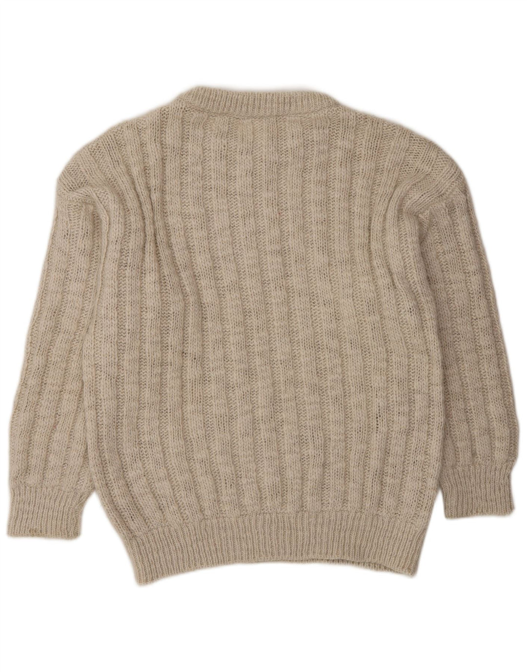 VINTAGE Herren-Pullover mit Rundhalsausschnitt, Größe L, Beige
