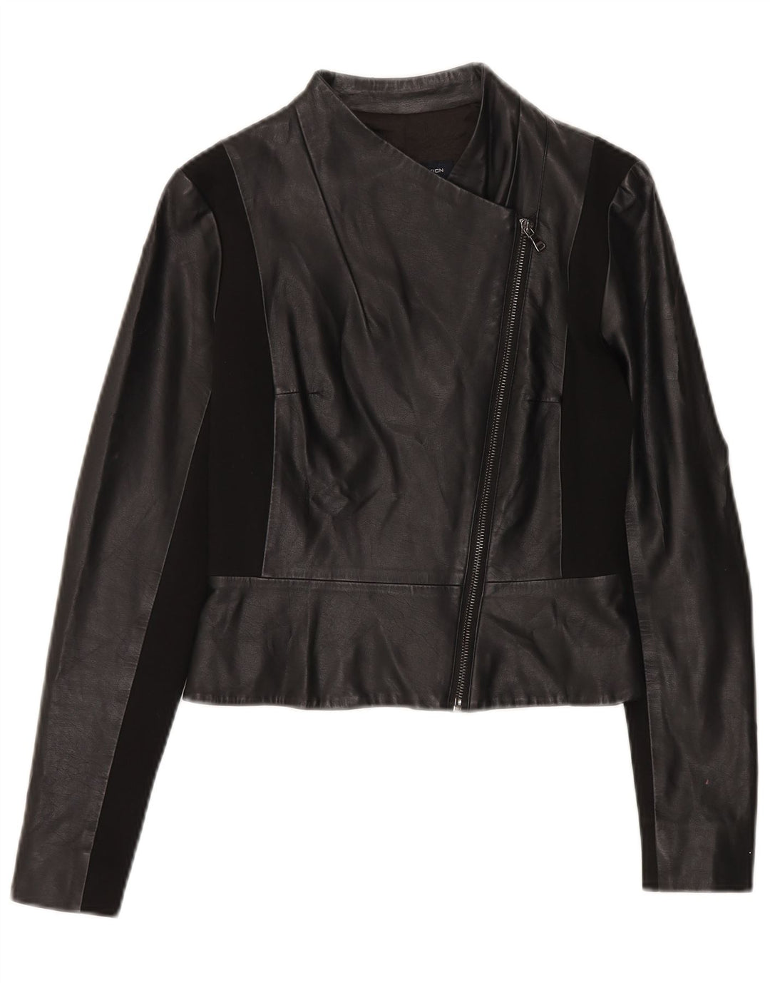 French Connection Damen Crop Bikerjacke UK 6 XS Schwarz Polyurethan