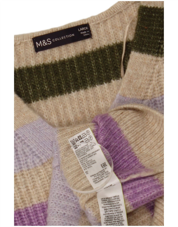 Marks & Spencer Damen-Pullover mit V-Ausschnitt, UK 16, Größe L, mehrfarbig