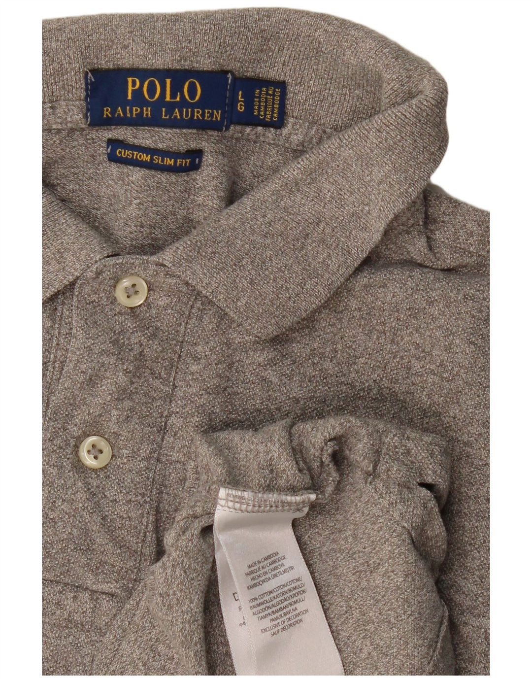 POLO RALPH LAUREN Herren-Poloshirt mit schmaler Passform, groß, graue Baumwolle
