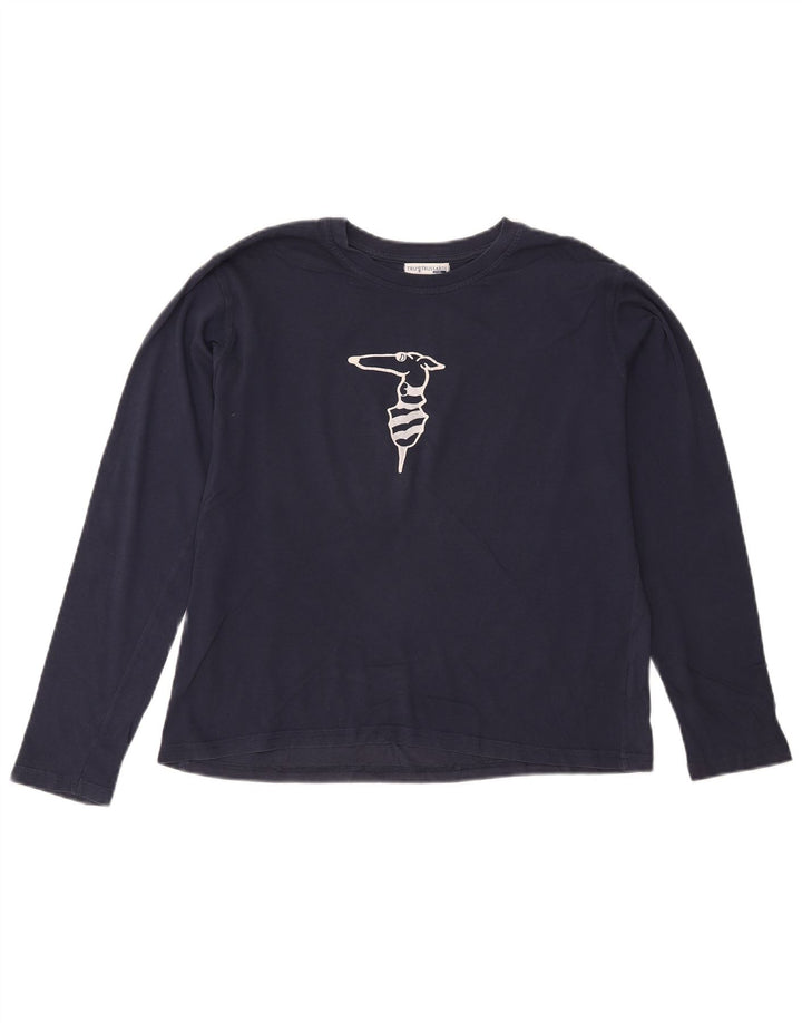 Trussardi Langarmshirt mit Grafik für Jungen, 13–14 Jahre, marineblaue Baumwolle