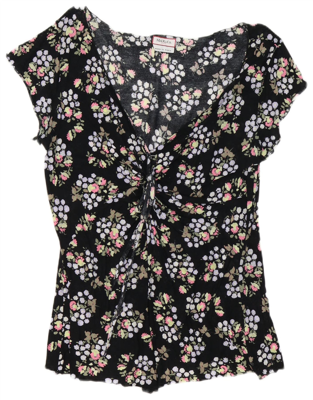 Max & Co. Damen-Blusenoberteil, Gr. 10, Größe S, Schwarz, Blumenmuster