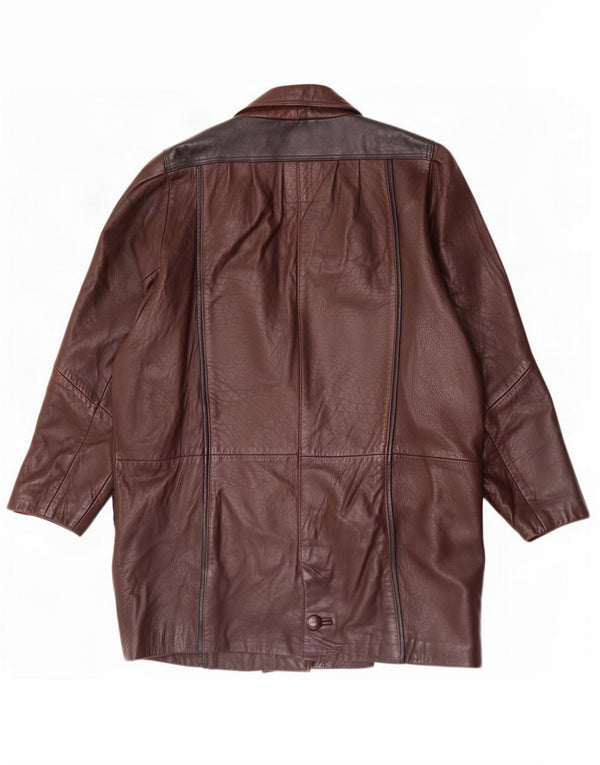 Sardar Damen Übergroßer Ledermantel UK 16 Large Braun