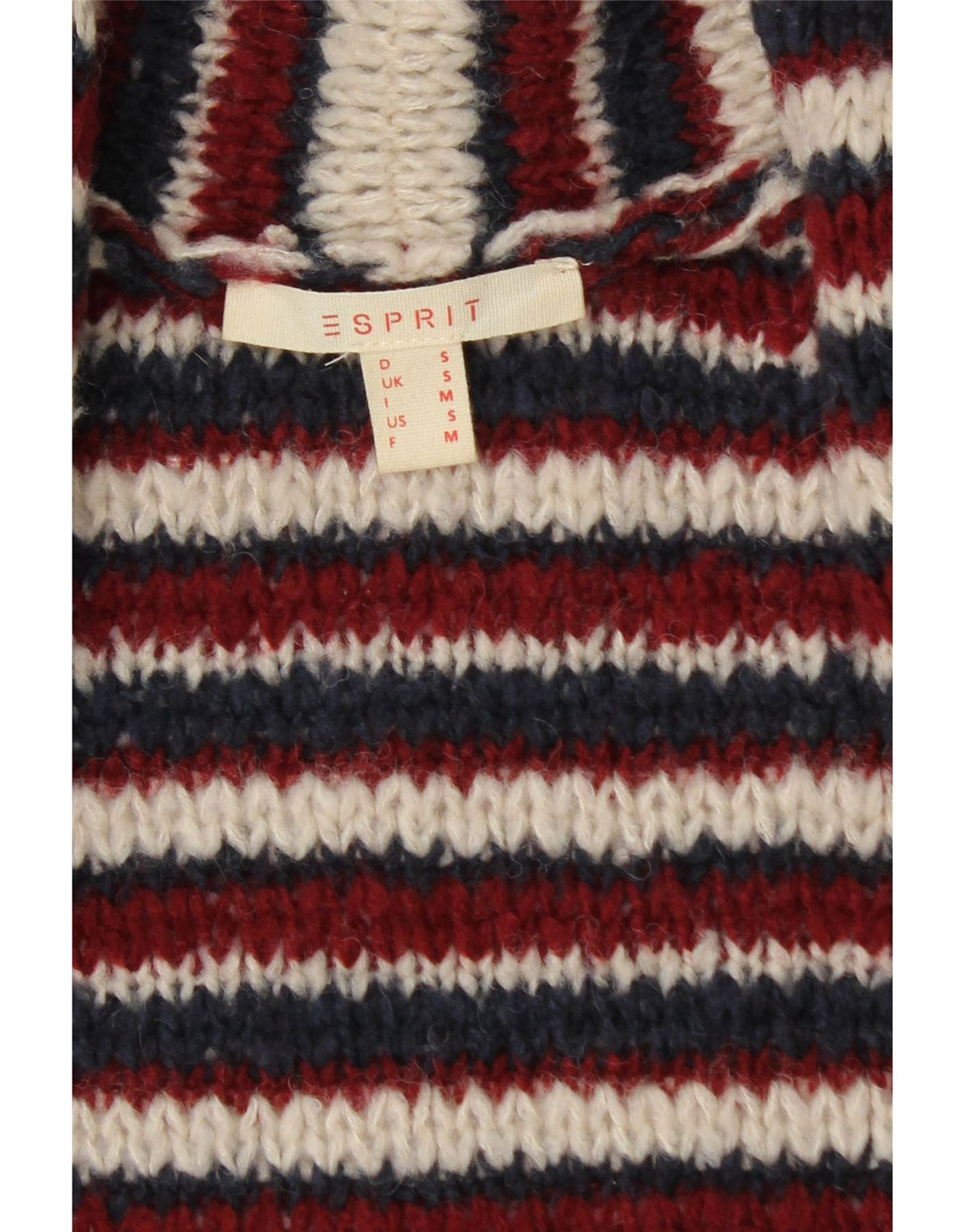 Esprit Damen-Strickjacke, übergroß, bauchfrei, Gr. 10, klein, Burgunderrot, gestreift