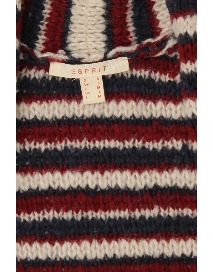 Esprit Damen-Strickjacke, übergroß, bauchfrei, Gr. 10, klein, Burgunderrot, gestreift