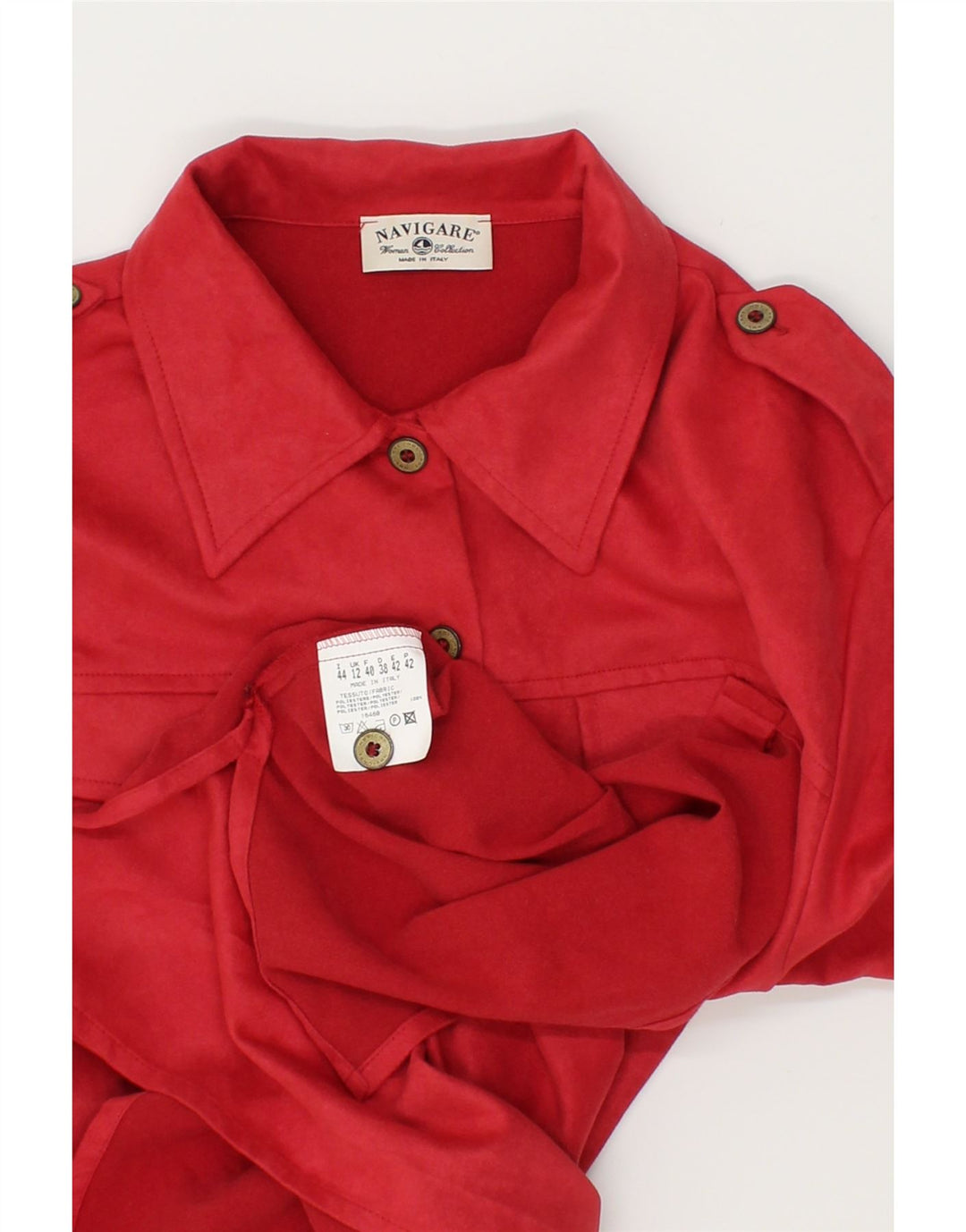NAVIGARE Womens Military Shirt UK 12 Medium  Red Polyester Vintage Navigare and Second-Hand Navigare from Messina Hembry 