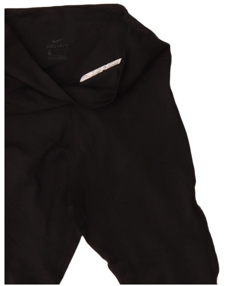 Nike Damen Dri Fit Leggings UK 8 Small Schwarz Geometrisch Polyester
