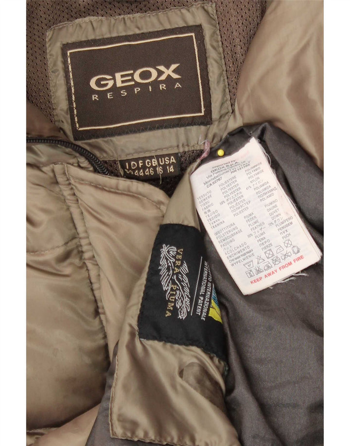 Geox Womens Respira Hooded Wattierte Jacke UK 14 Medium Khaki Polyester