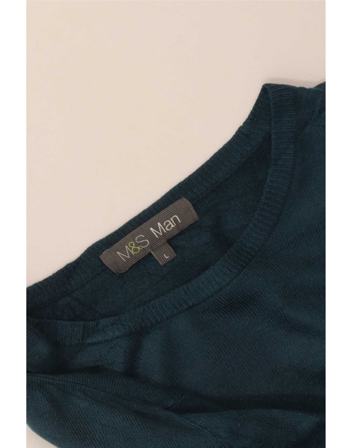 Marks & Spencer Herren-Pullover mit U-Boot-Ausschnitt, Größe L, Grün