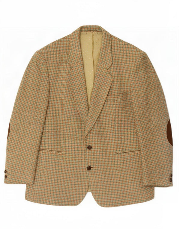 Vintage Herren 2-Knopf-Blazerjacke IT 52 XL Grüne Hahnentrittwolle