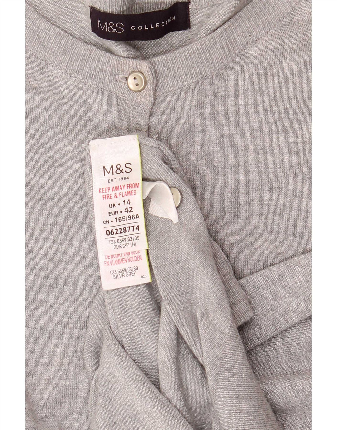 Marks & Spencer Damen-Cardigan-Pullover UK 14 Große grau gefleckte Viskose