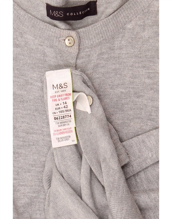 Marks & Spencer Damen-Cardigan-Pullover UK 14 Große grau gefleckte Viskose