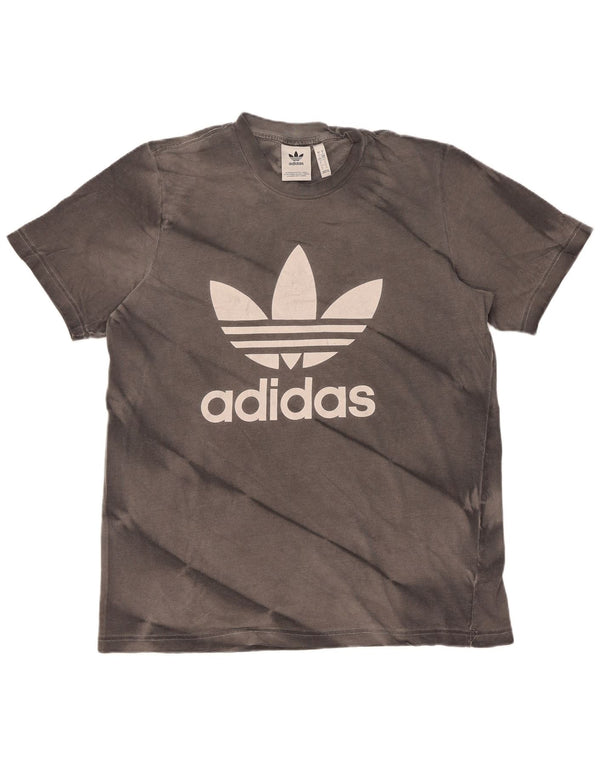 Adidas Herren-T-Shirt mit Grafik, groß, graue Batik-Baumwolle
