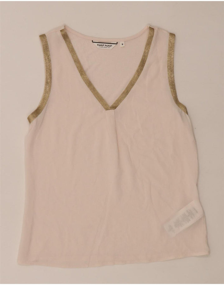 Naf Naf Damen Durchsichtiges Weste-Oberteil UK 12 Mittelrosa Polyester