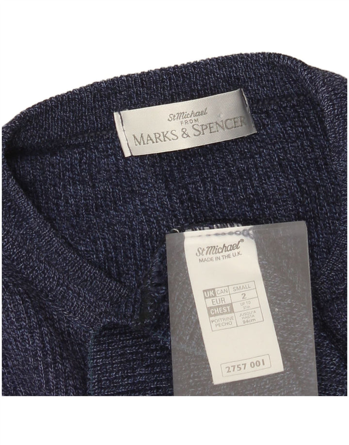 Marks & Spencer Herren-Pullover mit Rundhalsausschnitt, Größe S, Marineblau, Acryl