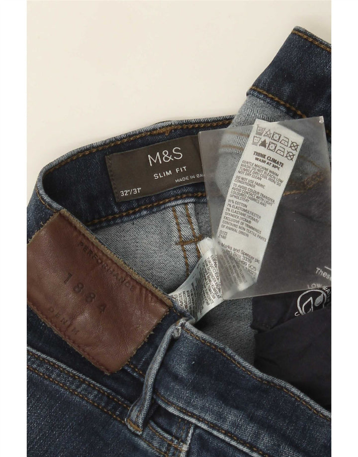 Marks & Spencer Herren Slim Jeans W32 L31 Blaue Baumwolle