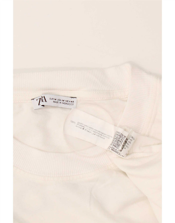 Zara Herren-T-Shirt mit Grafik, mittelweiße Baumwolle
