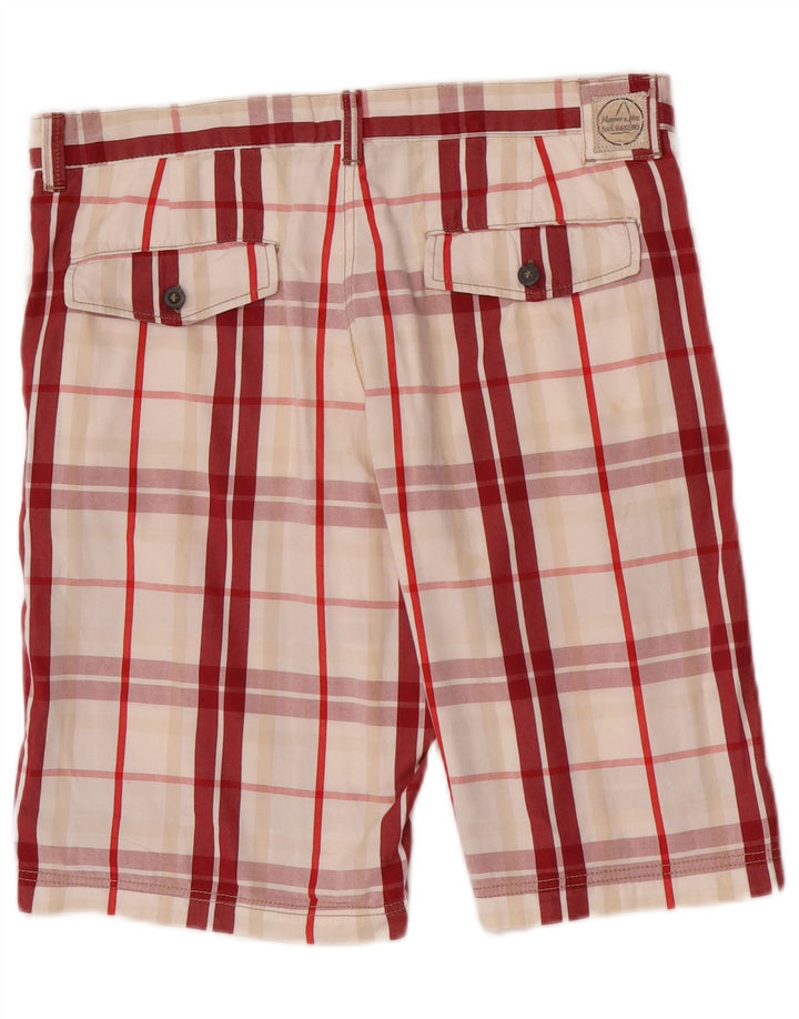 Murphy & Nye Herren-Chinoshorts W34, große rote karierte Baumwolle