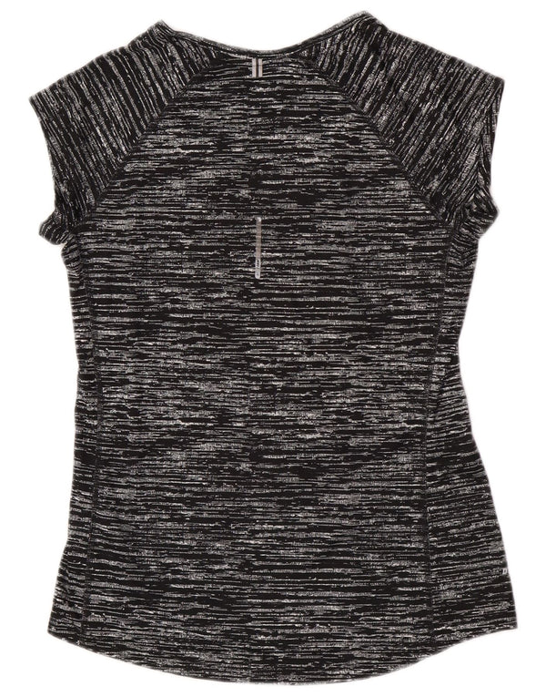 Nike Damen Dri Fit T-Shirt Top UK 12 Mittelschwarz geflecktes Polyester