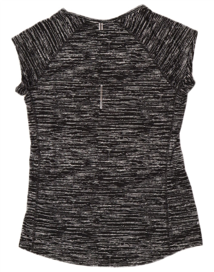 Nike Damen Dri Fit T-Shirt Top UK 12 Mittelschwarz geflecktes Polyester