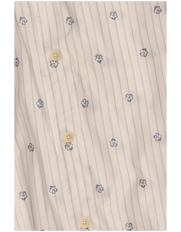 Ted Baker Herren-Kurzarmhemd, Größe 3, mittelweiß, gestreift, Baumwolle