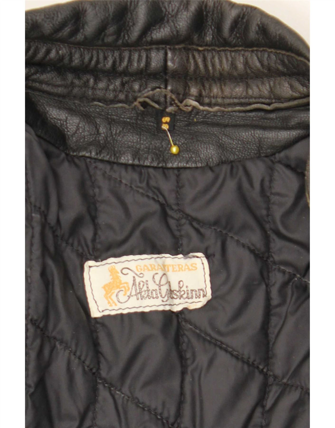 Vintage Herren-Leder-Racer-Jacke, UK 38, Mittelschwarz, Farbblock
